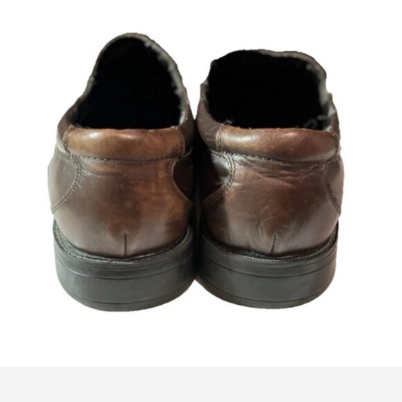 Dockers Leather Slip Ons Loafers Shoes Mens Size 13M Brown Side Stretch 1½" Heel - Picture 6 of 8